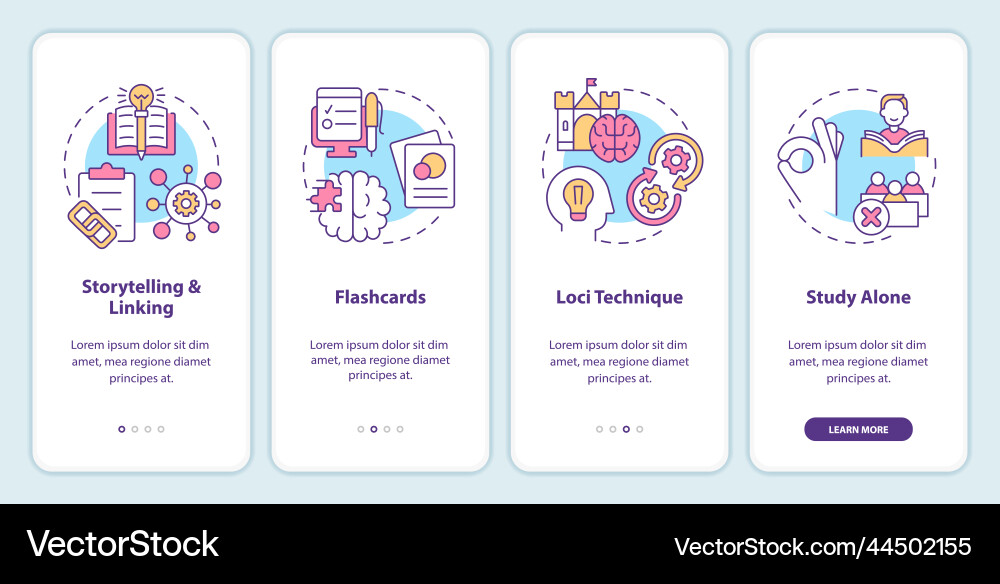 Visual memorization methods onboarding mobile app Visual memorization methods onboarding mobile app vector image