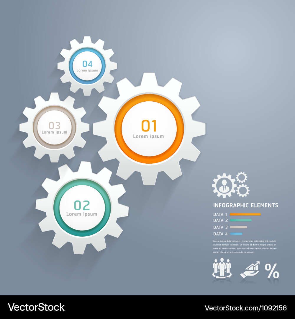 Business Gears & Numbers Infographic Template vector image