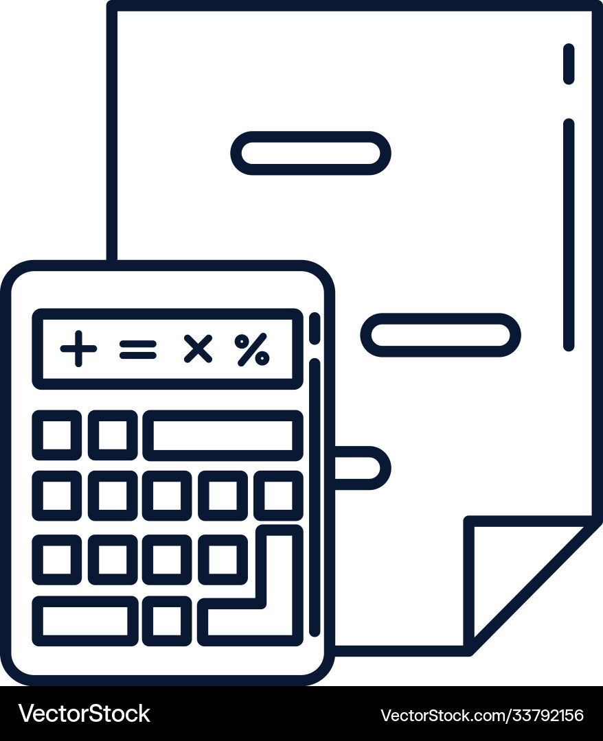 Calculator math with document line style icon Vector Image