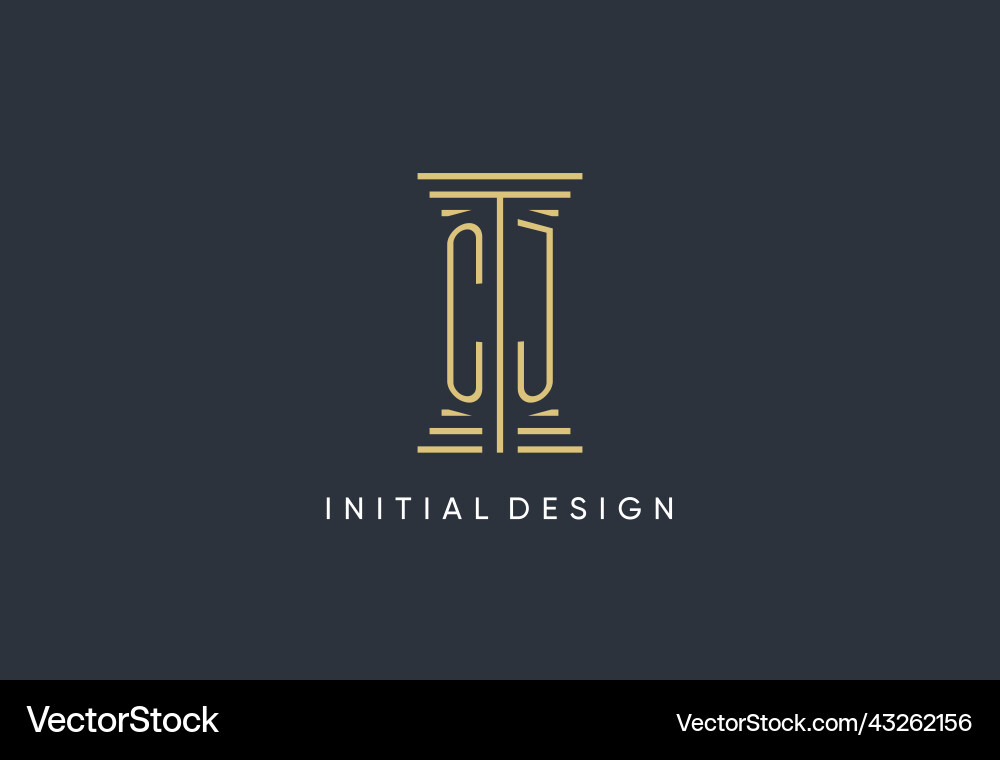 Cj initial monogram with pillar shape logo design vector image