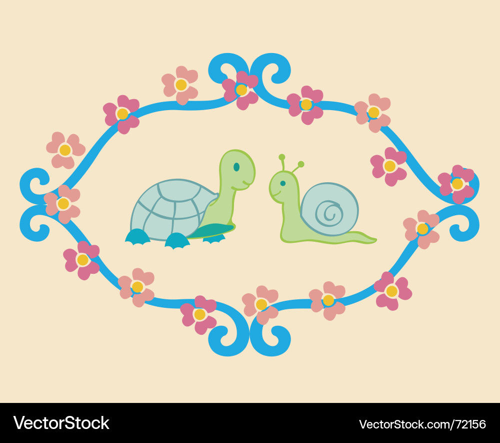 Cute Turtle and Snail Illustration vector image