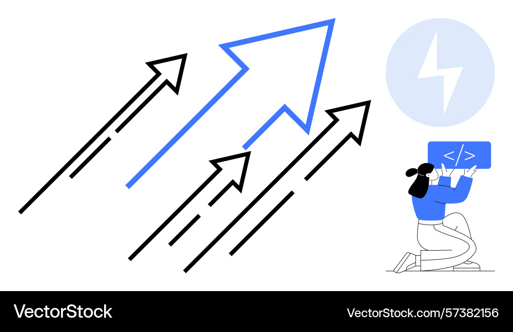 Developer boosting digital growth with coding Developer boosting digital growth with coding vector image