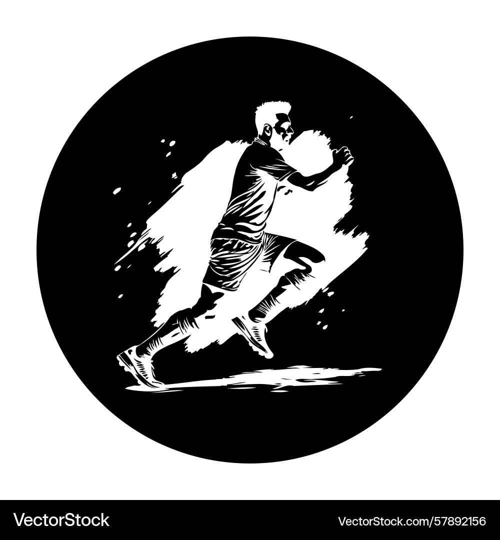 Dynamic football player running in a monochrome Vector Image