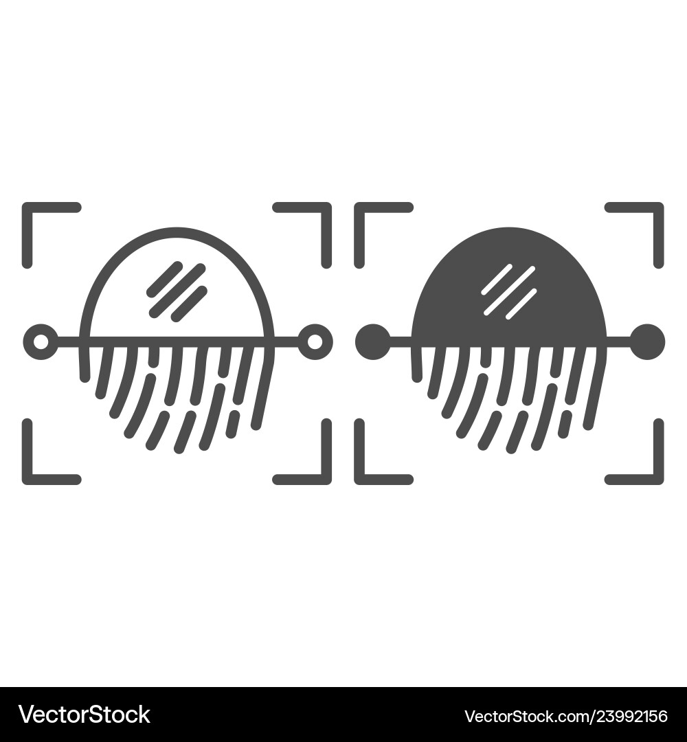 Fingerprint recognition sensor line and glyph icon Fingerprint recognition sensor line and glyph icon vector image