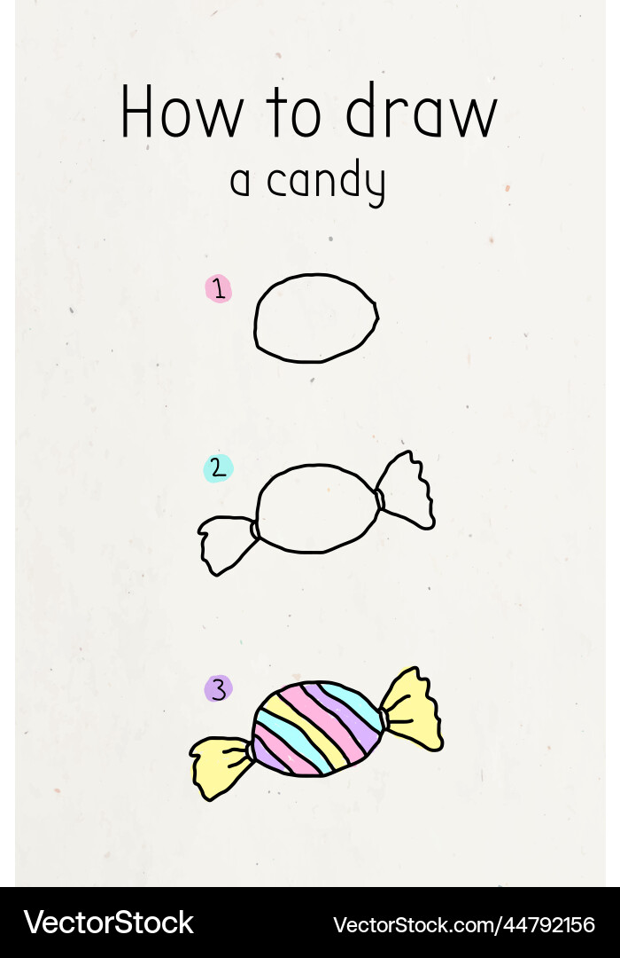 How to draw a candy doodle tutorial vector image