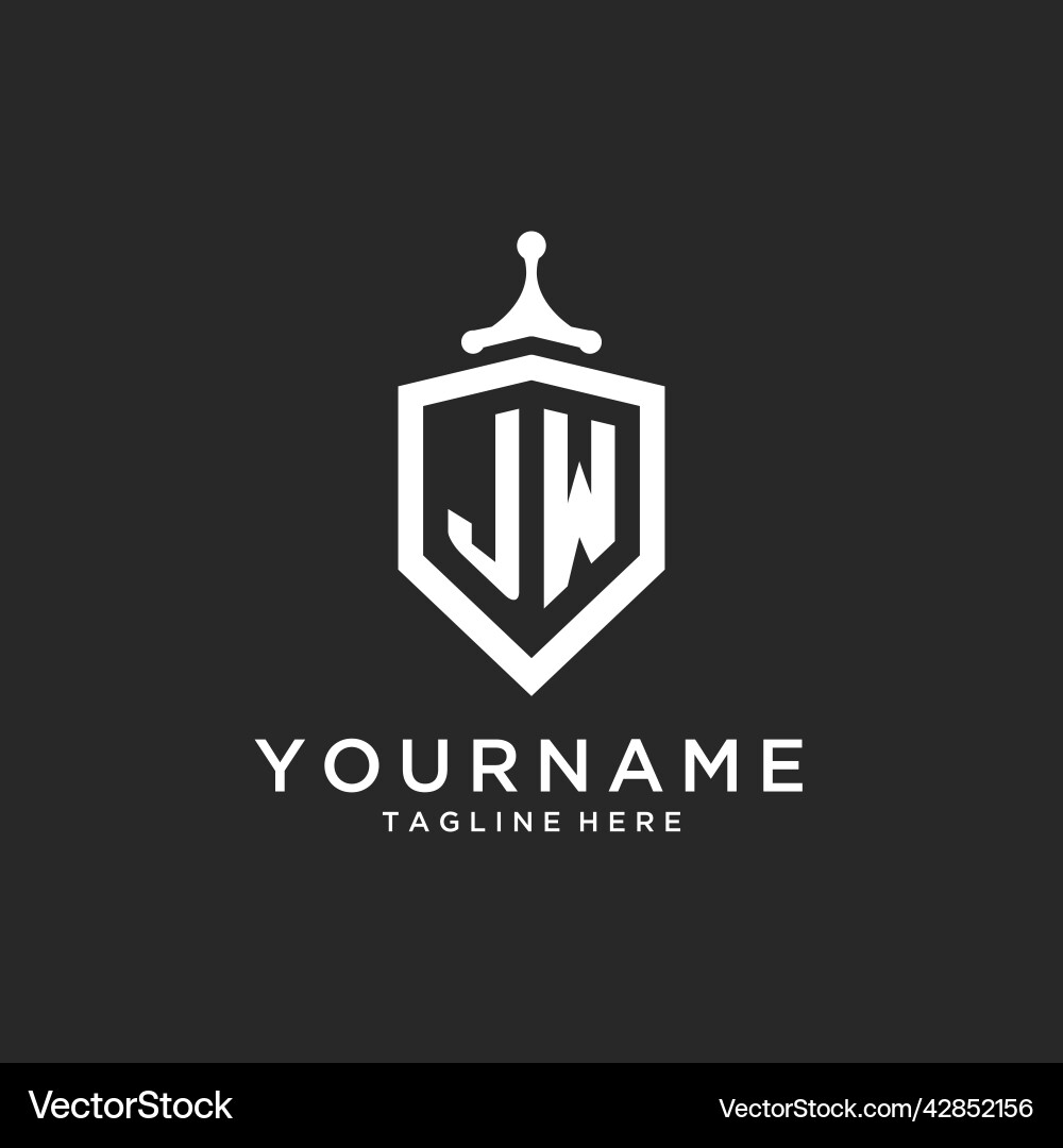 Jw monogram logo initial with shield guard shape Vector Image