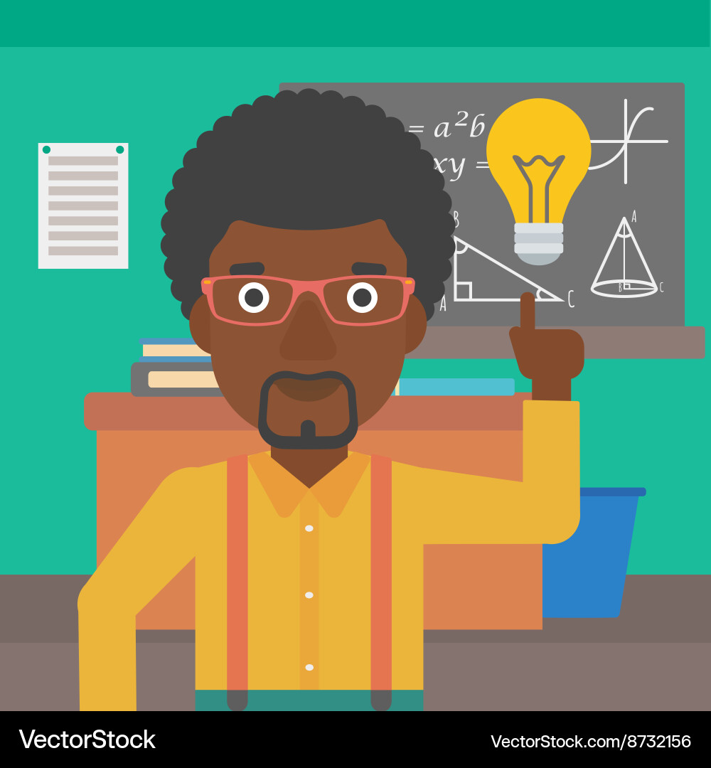 Man pointing at light bulb Vector Image