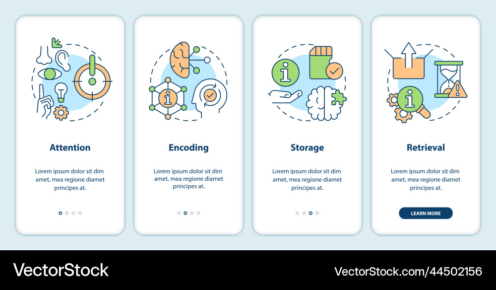 Memorizing information onboarding mobile app Memorizing information onboarding mobile app Vector Image