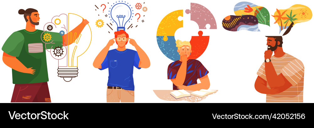 Mindset types set structural analytical logical vector image