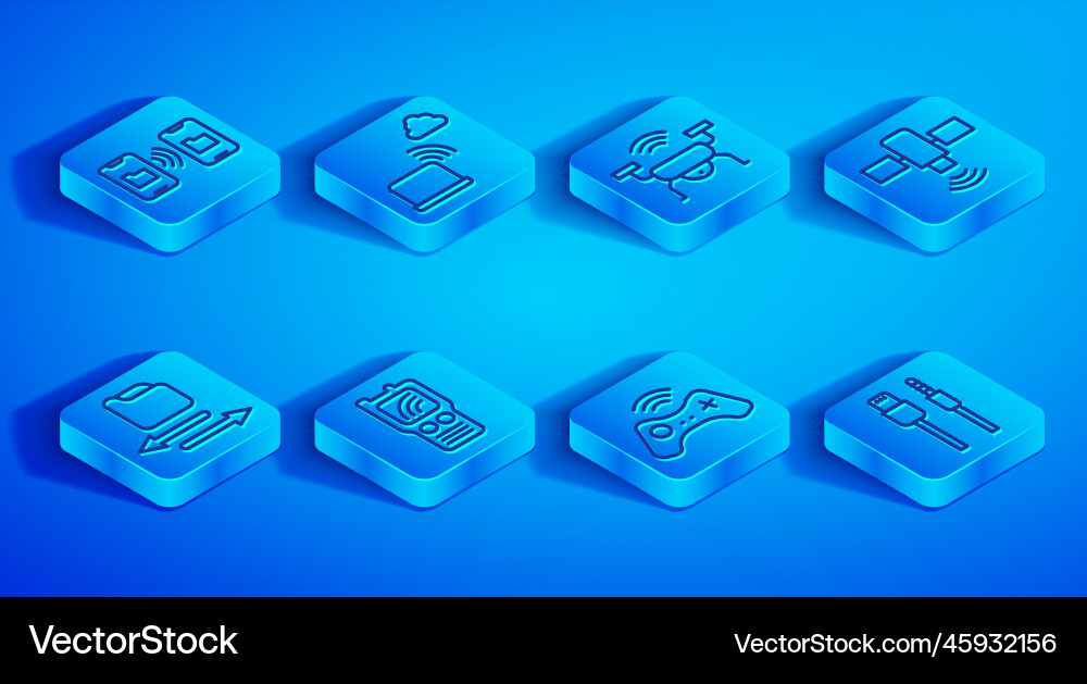 Set line data transfer and storage network cloud Set line data transfer and storage network cloud vector image