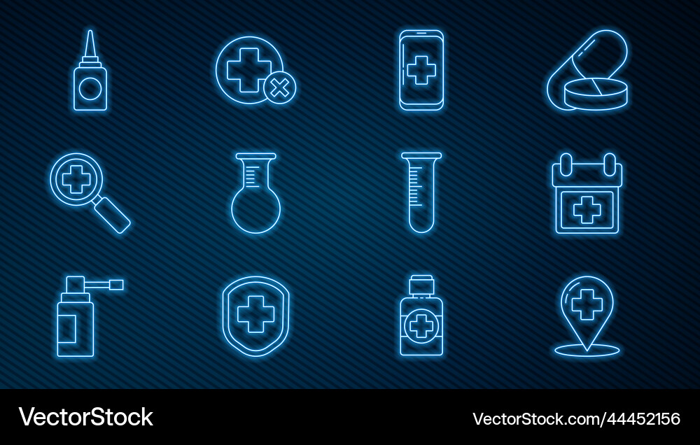Set line map pointer with cross hospital doctor Vector Image