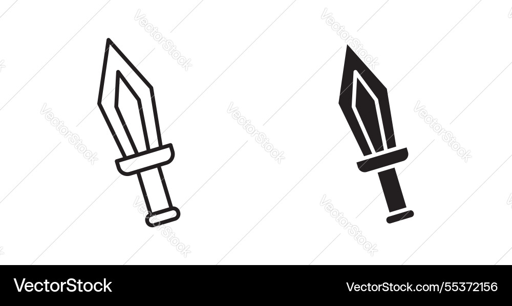 Sword icon set in thin line for web Vector Image