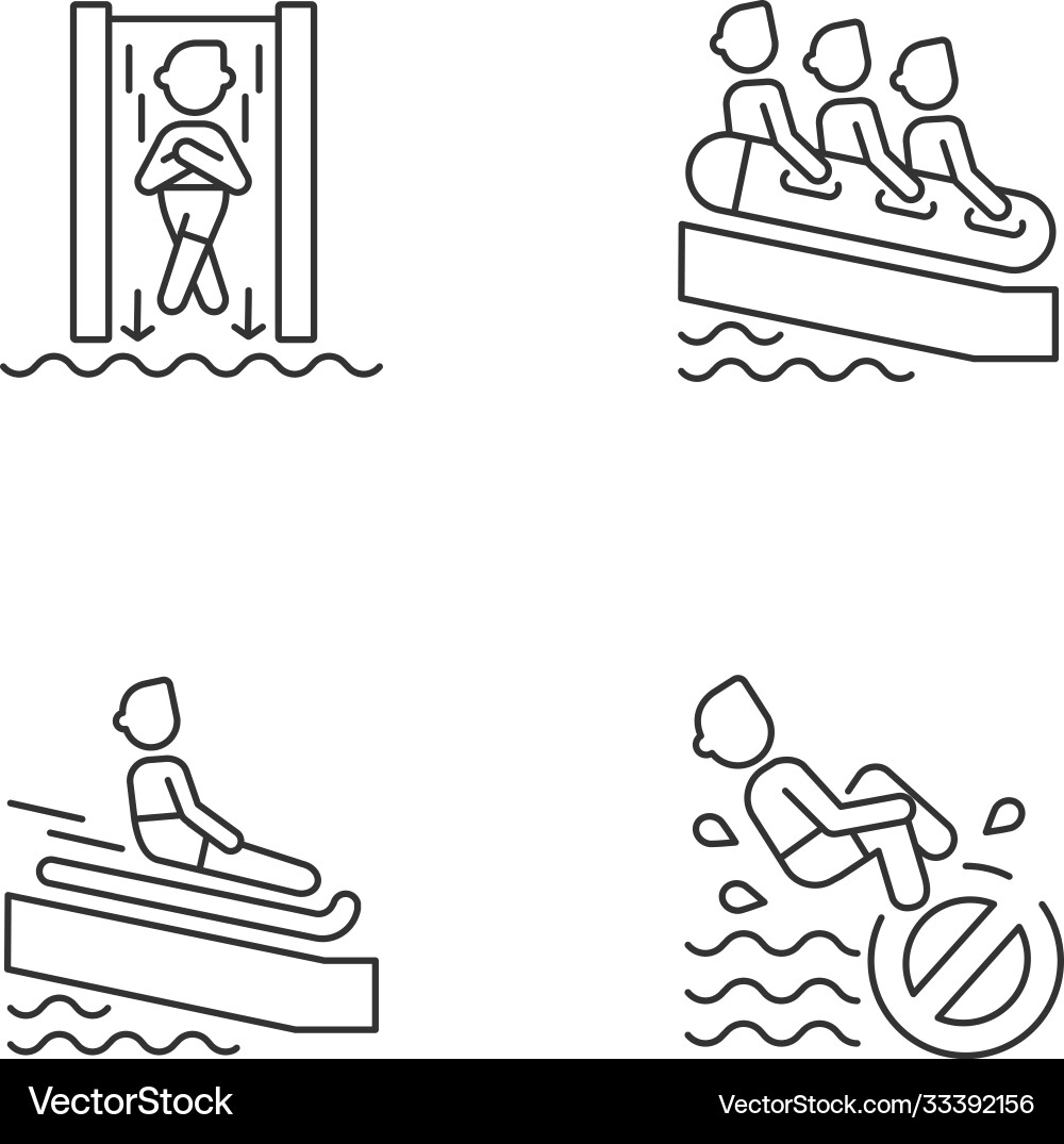 Waterslide Icon Set - Linear Style vector image