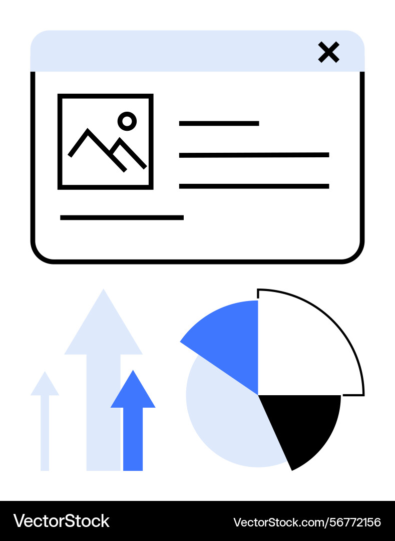 Webpage layout with chart and growth arrows Webpage layout with chart and growth arrows vector image