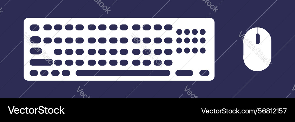 Black icon of computer keyboard and mouse on dark Black icon of computer keyboard and mouse on dark vector image