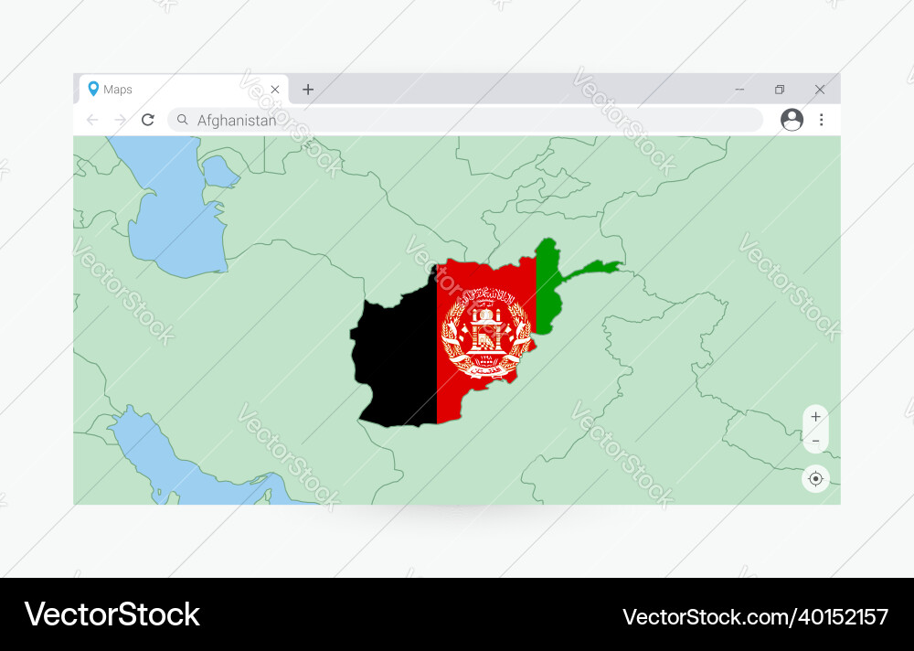 Browser window with map of afghanistan searching Browser window with map of afghanistan searching Vector Image