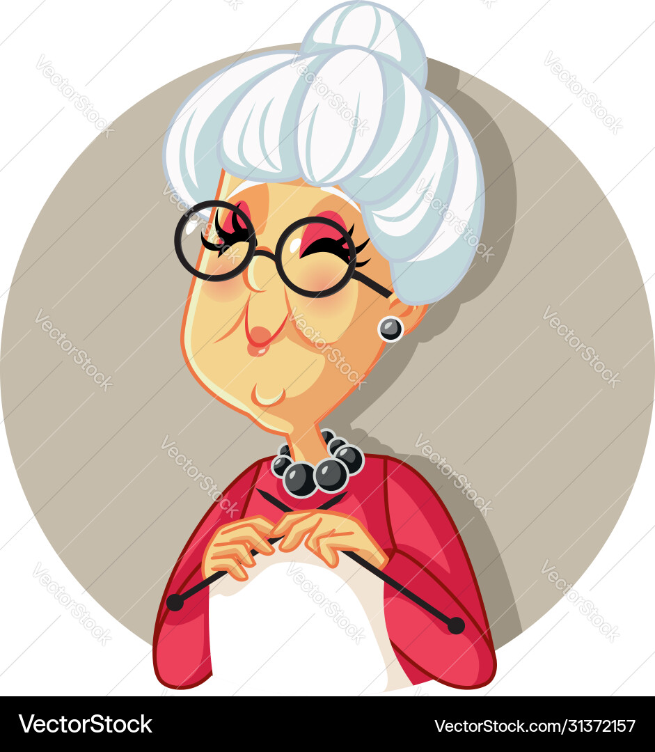 Cute Granny Knitting Scarf Royalty Free Vector Image
