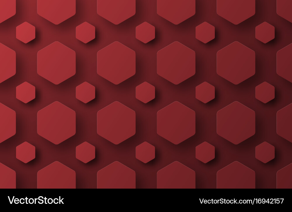 Design a background with flying red hexagons Vector Image