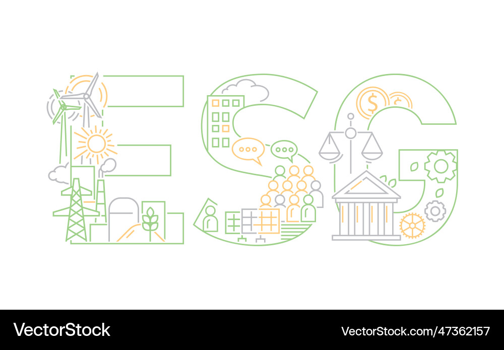 Esg creative outline lettering editable vector image