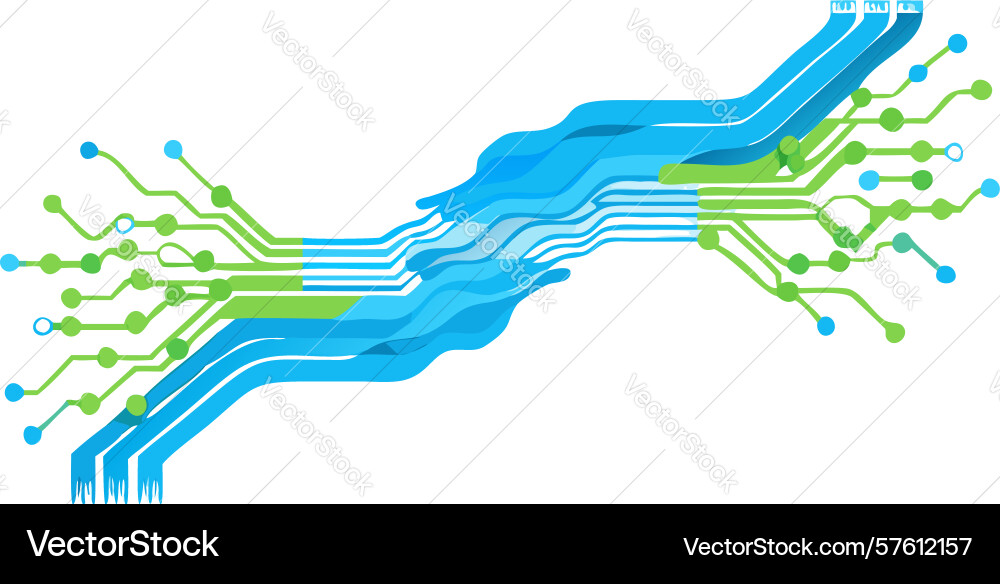 Flowing circuit board data stream technology vector image