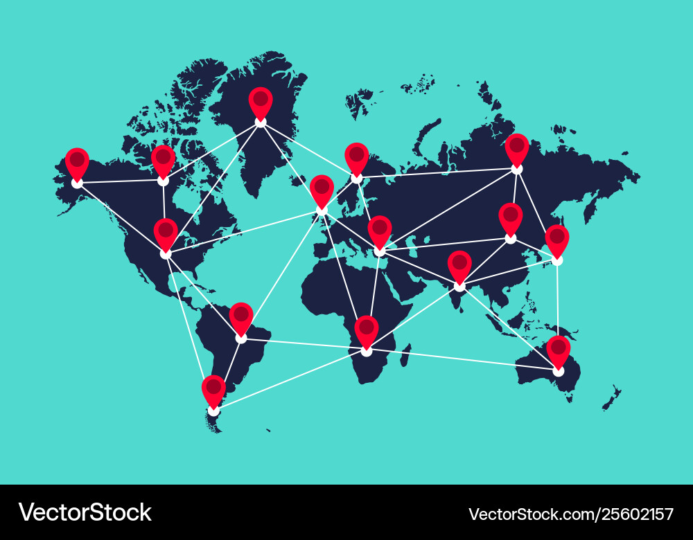 Global communication connection network concept vector image