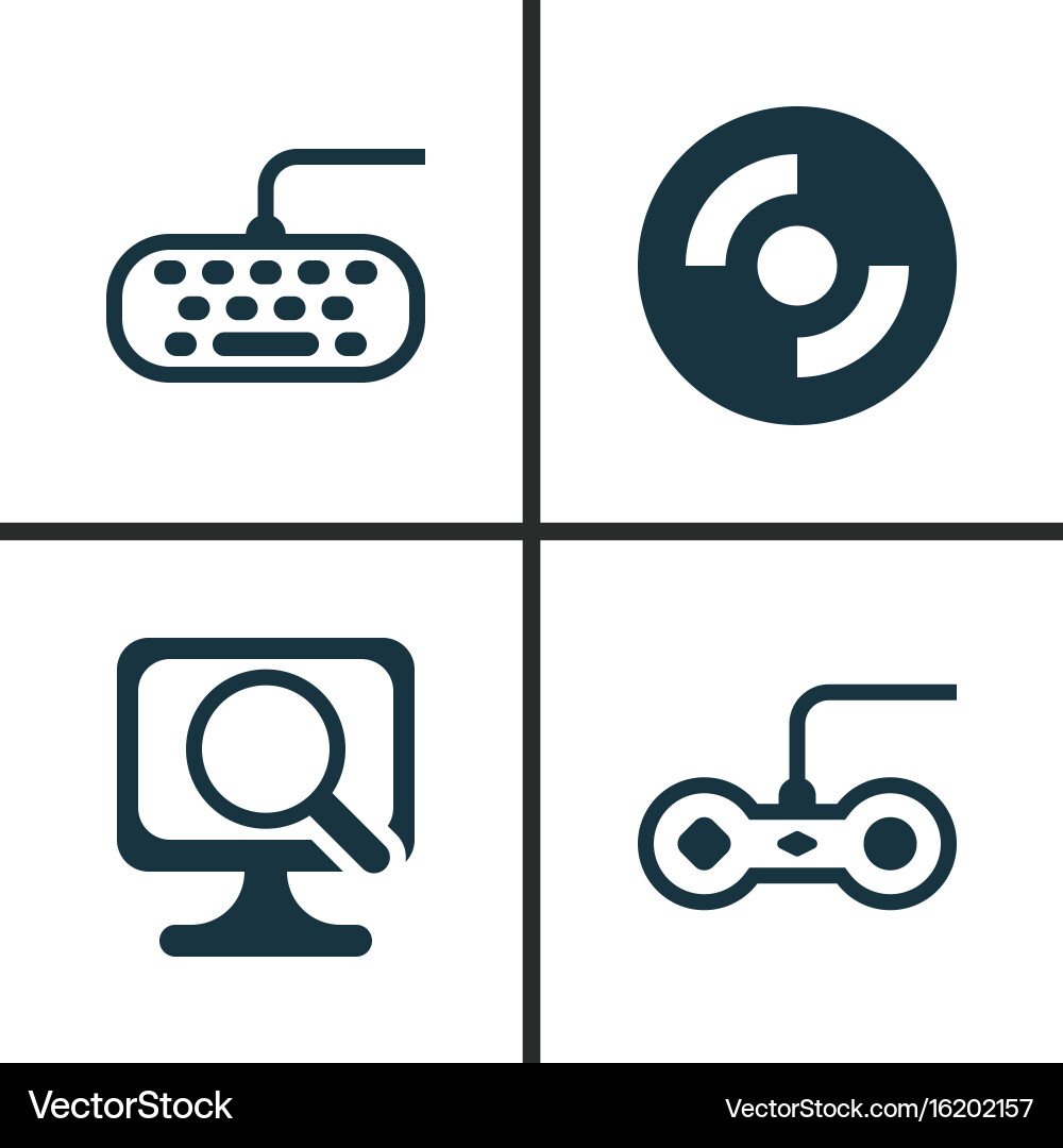 Hardware icons set collection of laptop computer vector image