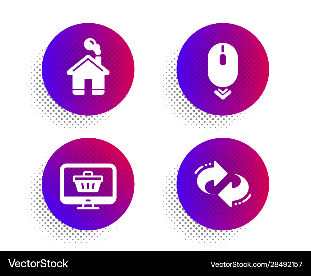 Home web shop and scroll down icons set refresh Home web shop and scroll down icons set refresh vector image