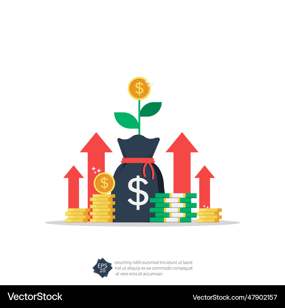 Income increase or revenue growth symbol Income increase or revenue growth symbol vector image