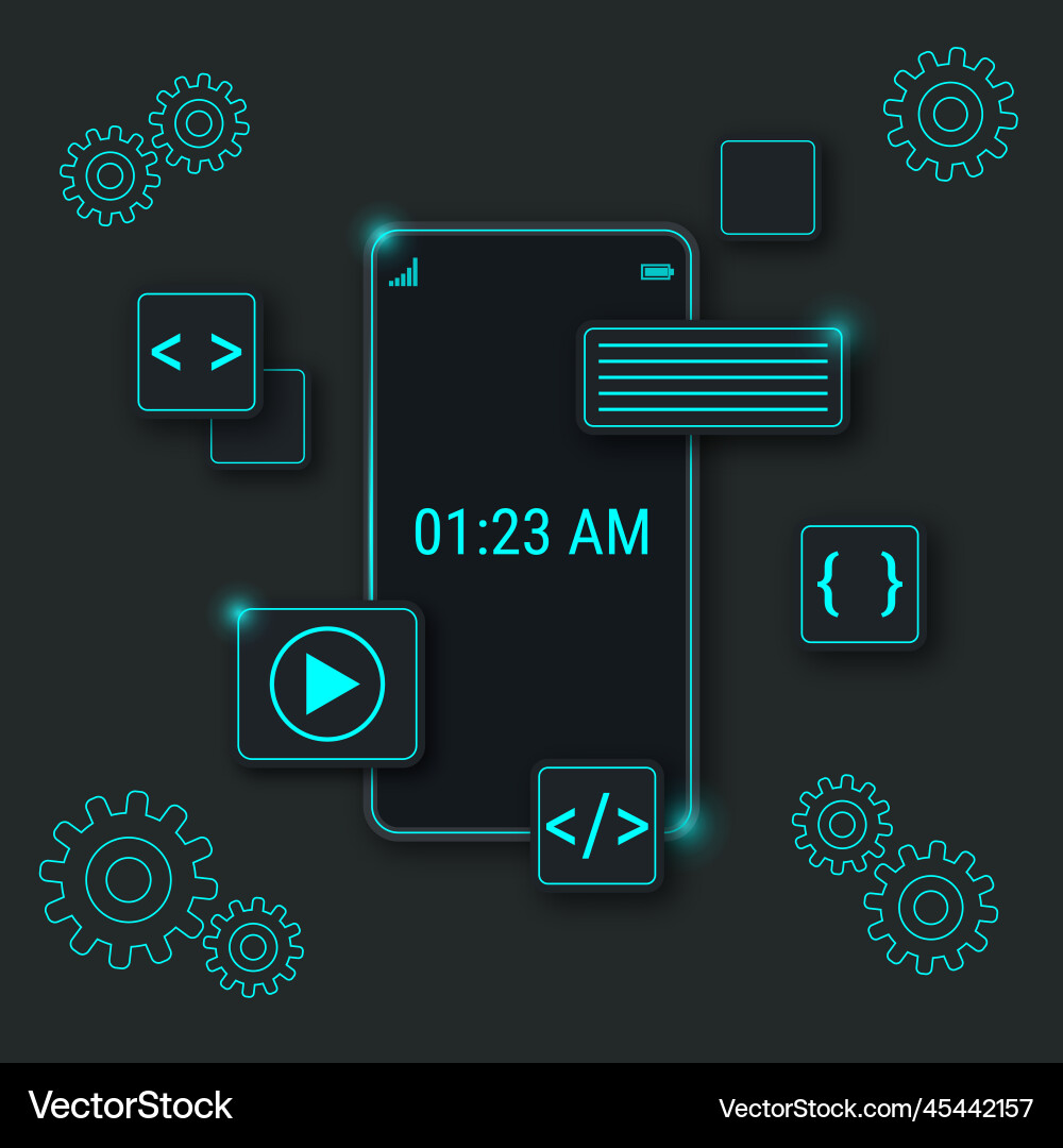 Mobile content design application development Vector Image