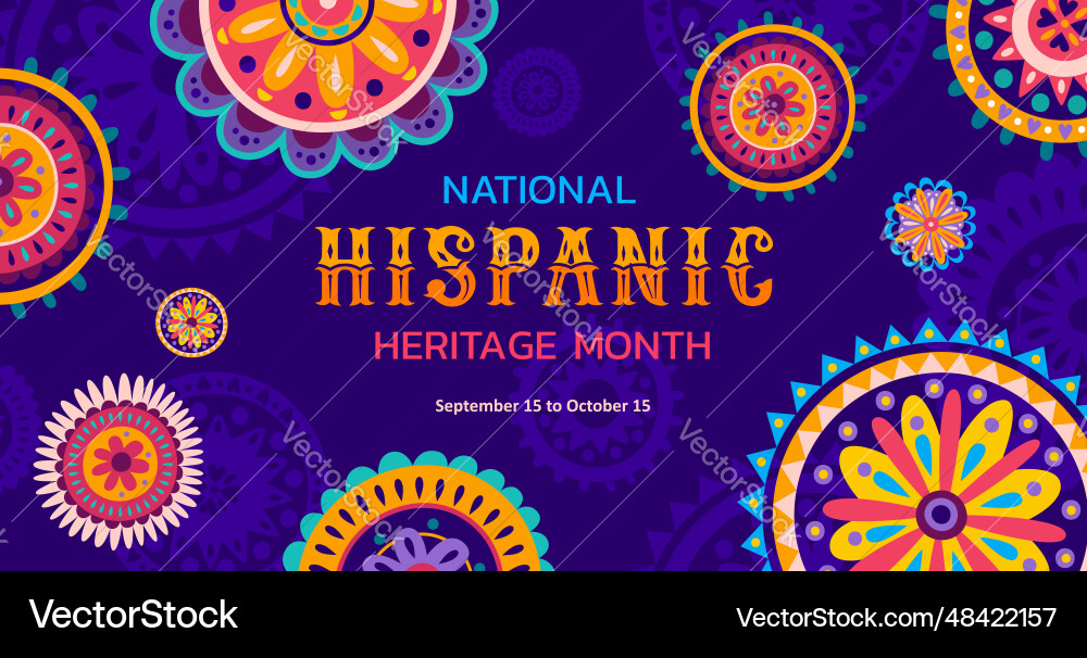 National hispanic month banner with patterns vector image