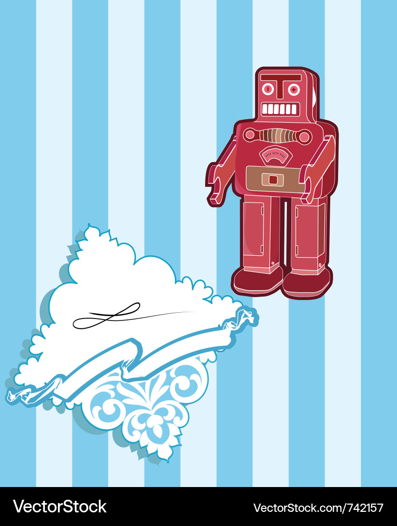 Robot card with baroque elements Vector Image