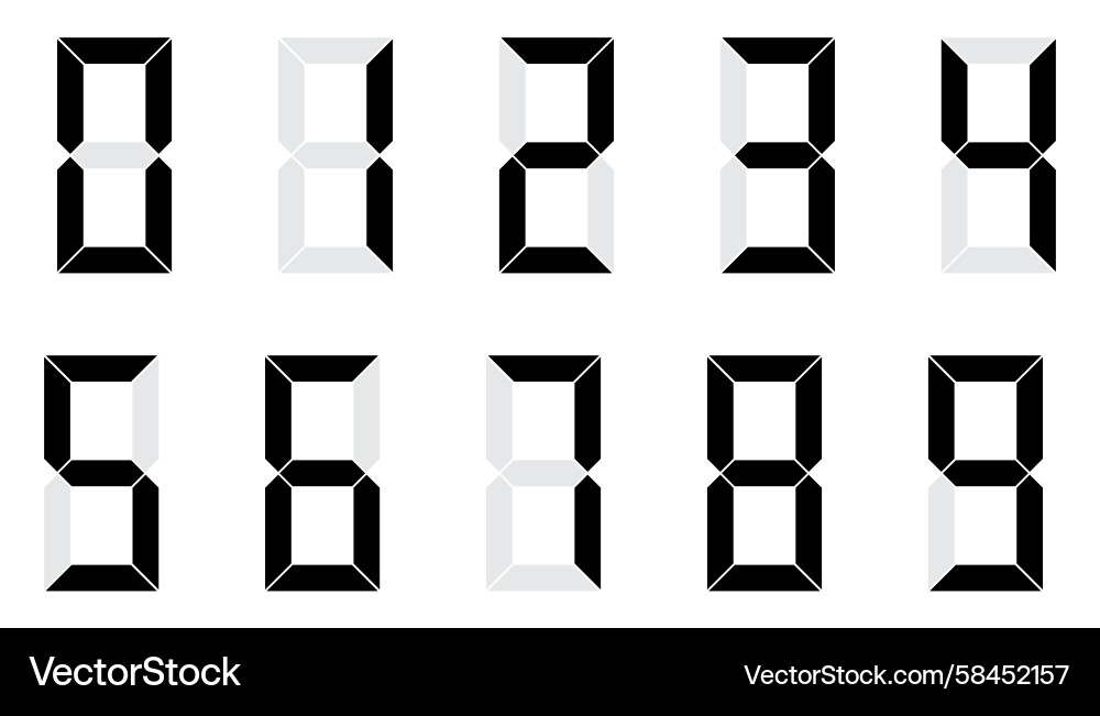 Seven Segment Digital Numbers Display Vector Image
