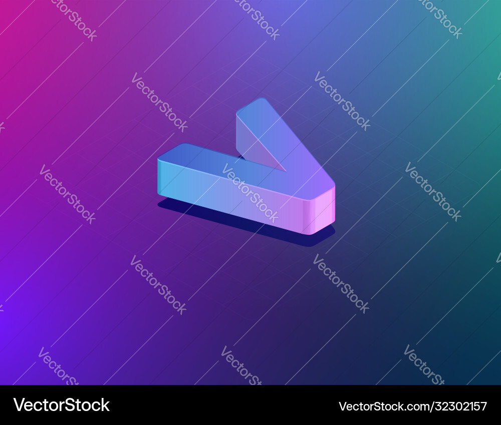 Three dee tech font character v isometric Three dee tech font character v isometric vector image