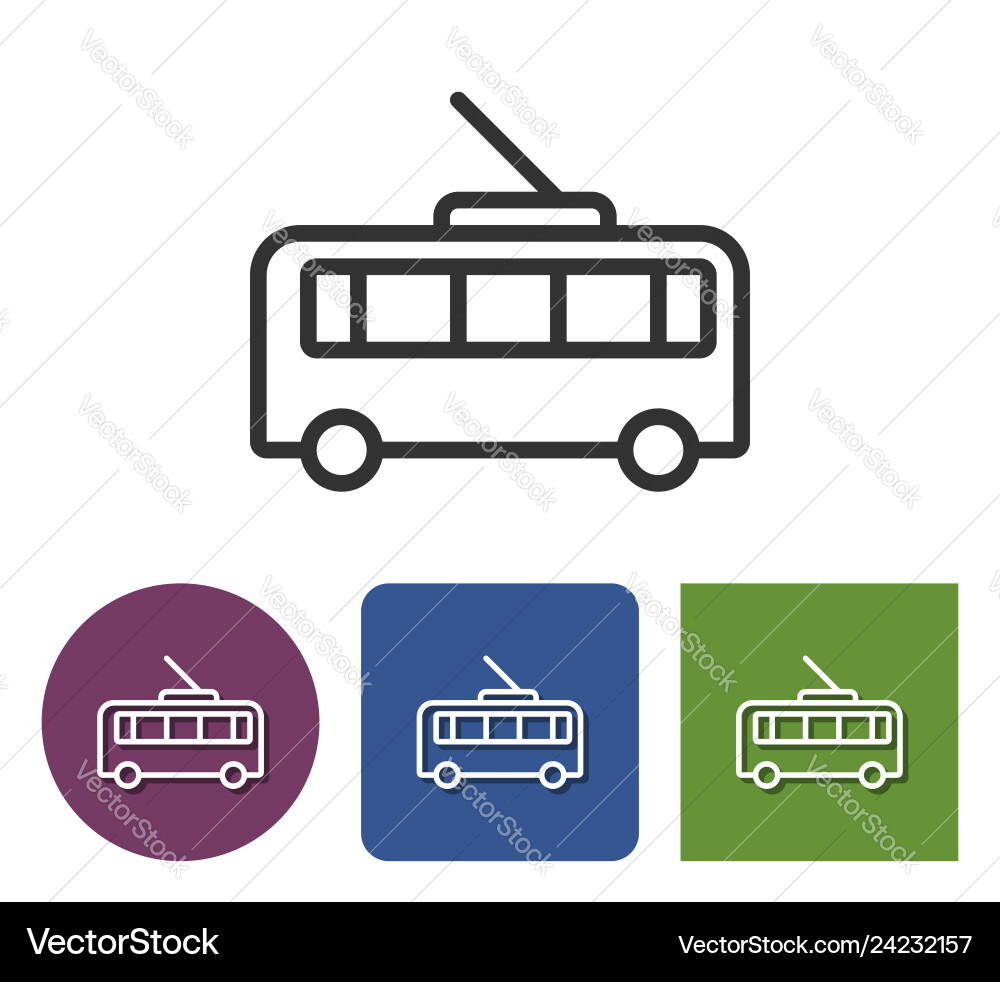 Trolleybus line icon in different variants Trolleybus line icon in different variants vector image