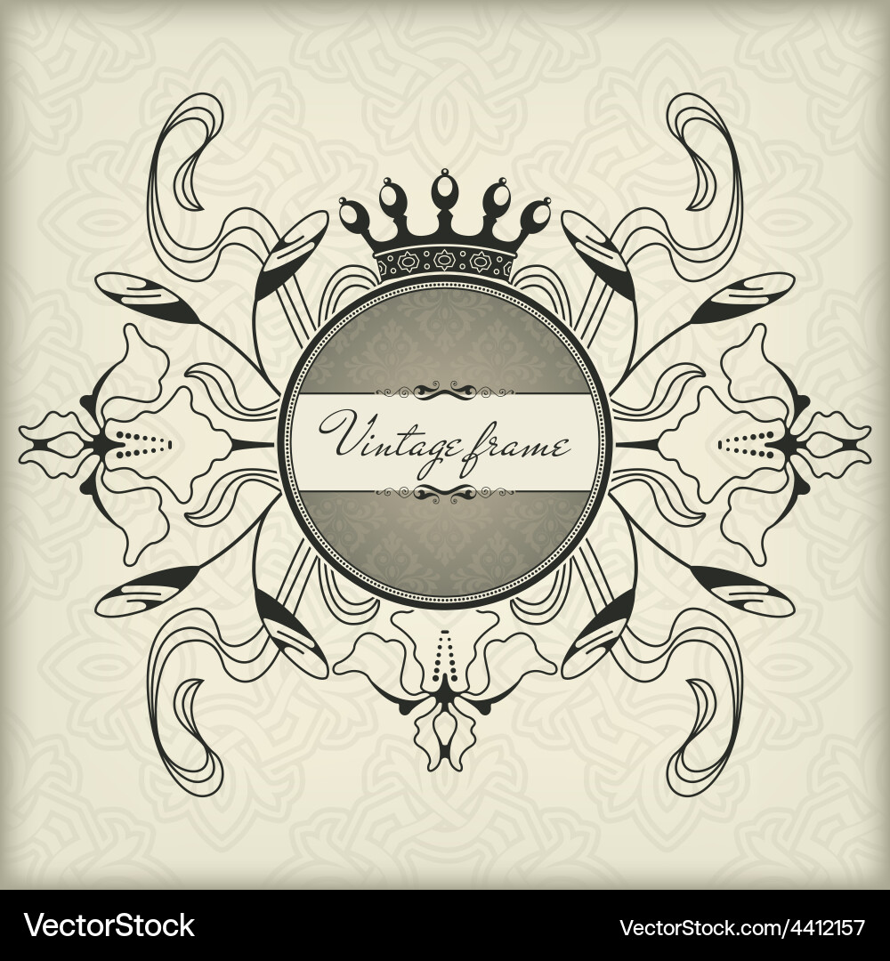 Vintage frame with crown Royalty Free Vector Image