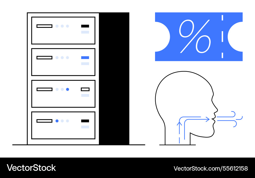 Conceptual representation of data servers Conceptual representation of data servers vector image