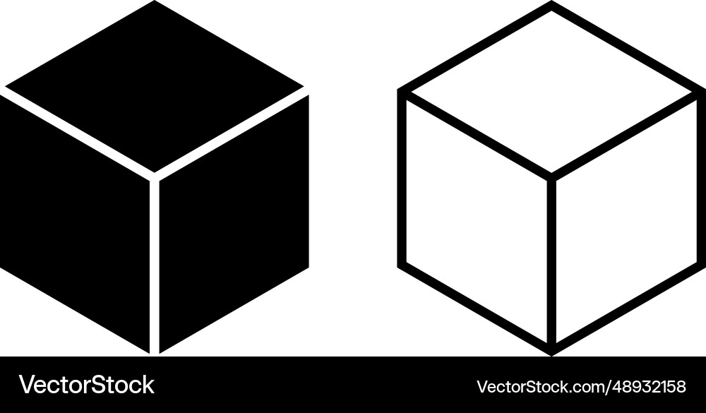 Cube icon set in two styles isolated Vector Image