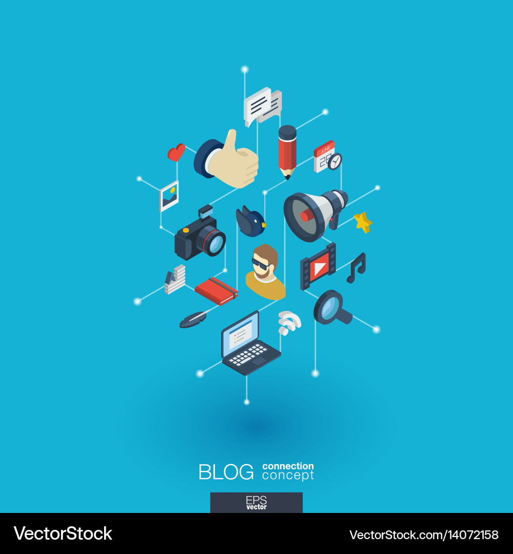 Digital Network Web Icons - Isometric vector image
