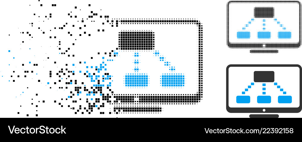 Dissolving dotted halftone hierarchy monitoring Dissolving dotted halftone hierarchy monitoring vector image