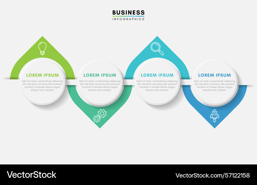 Four-step workflow infographic design template Four-step workflow infographic design template Vector Image