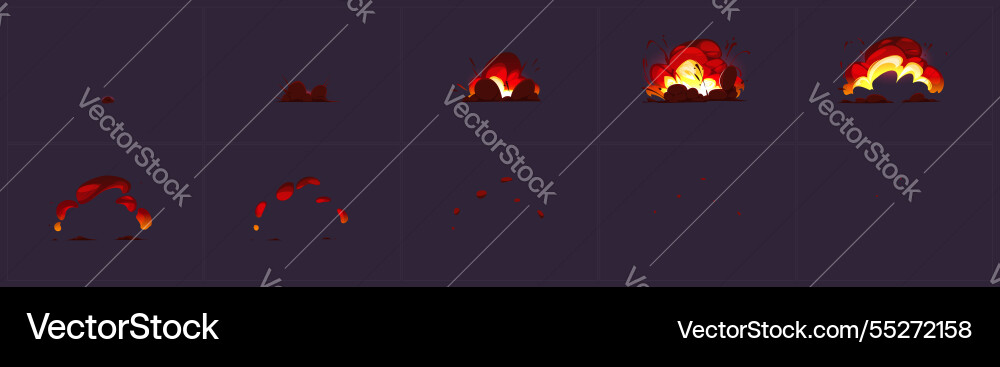 Game explosion animation sequence Game explosion animation sequence vector image