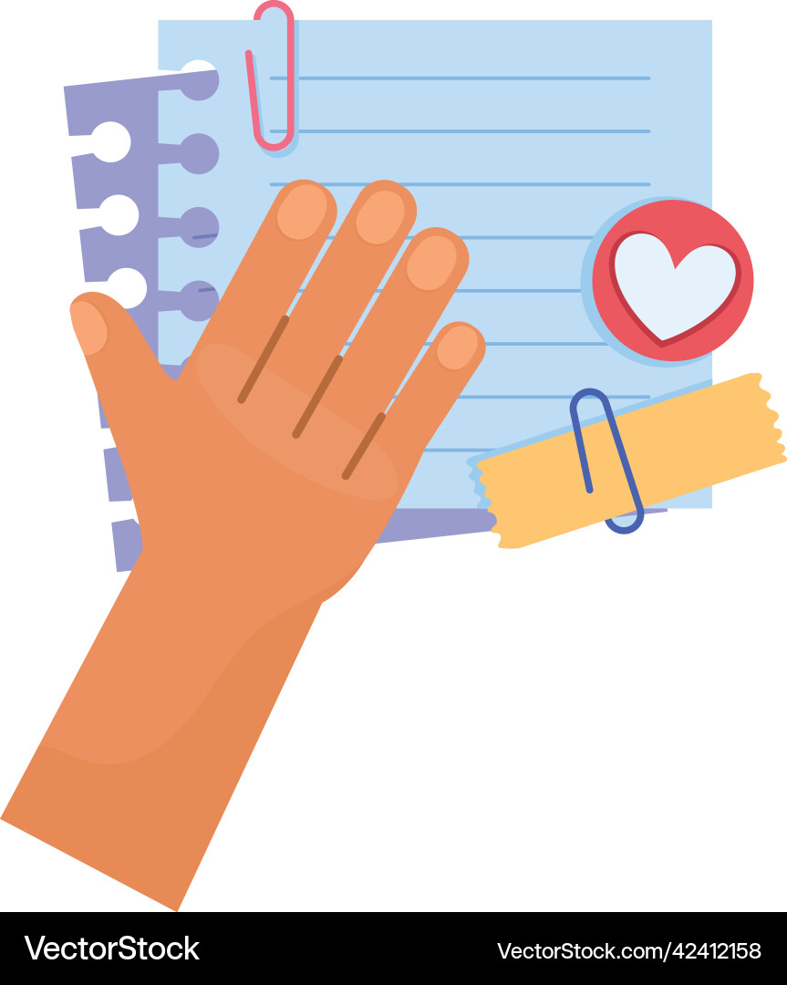 Hand with sheets notebook Vector Image