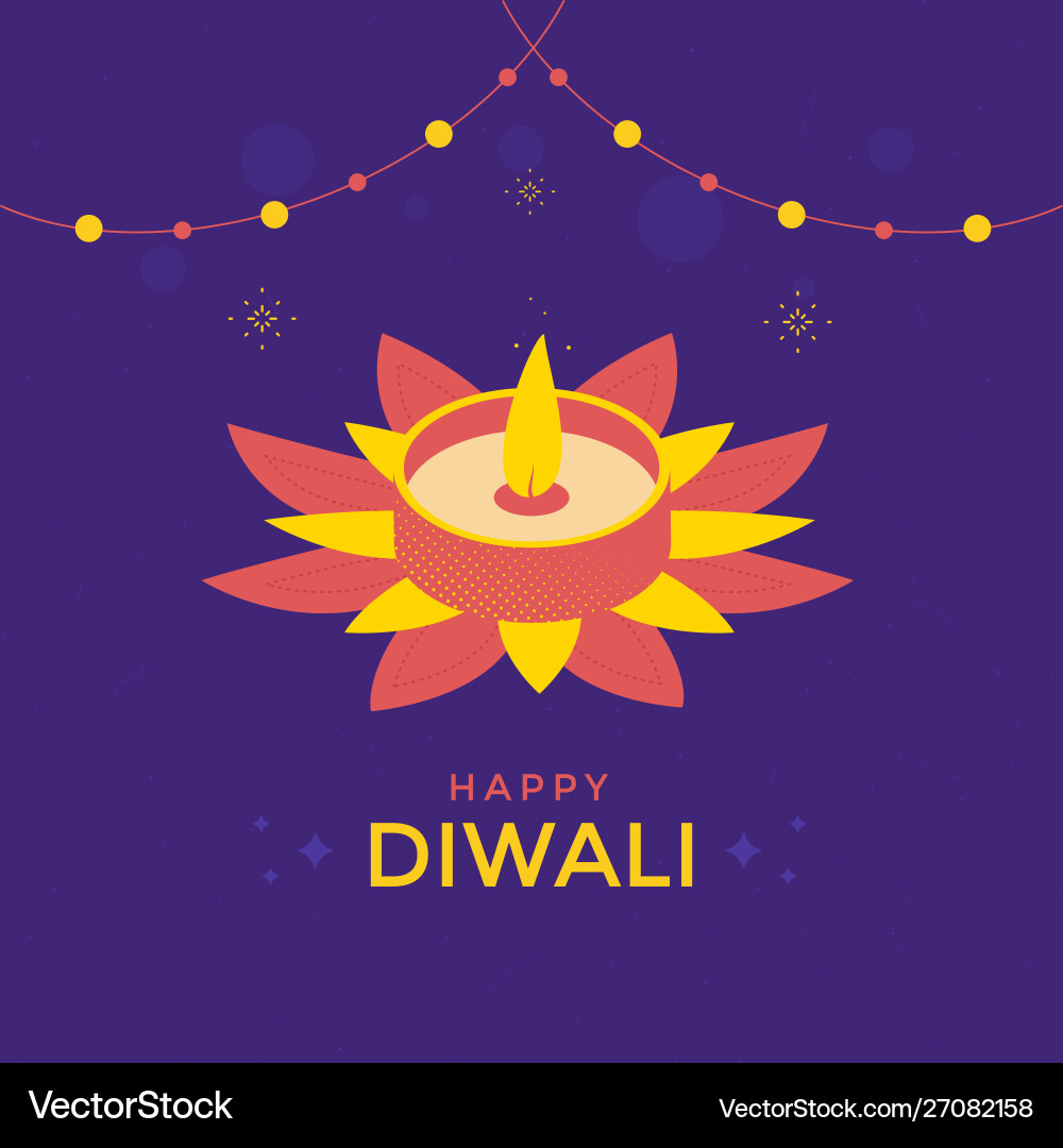 Happy diwali festival greeting card with candle vector image