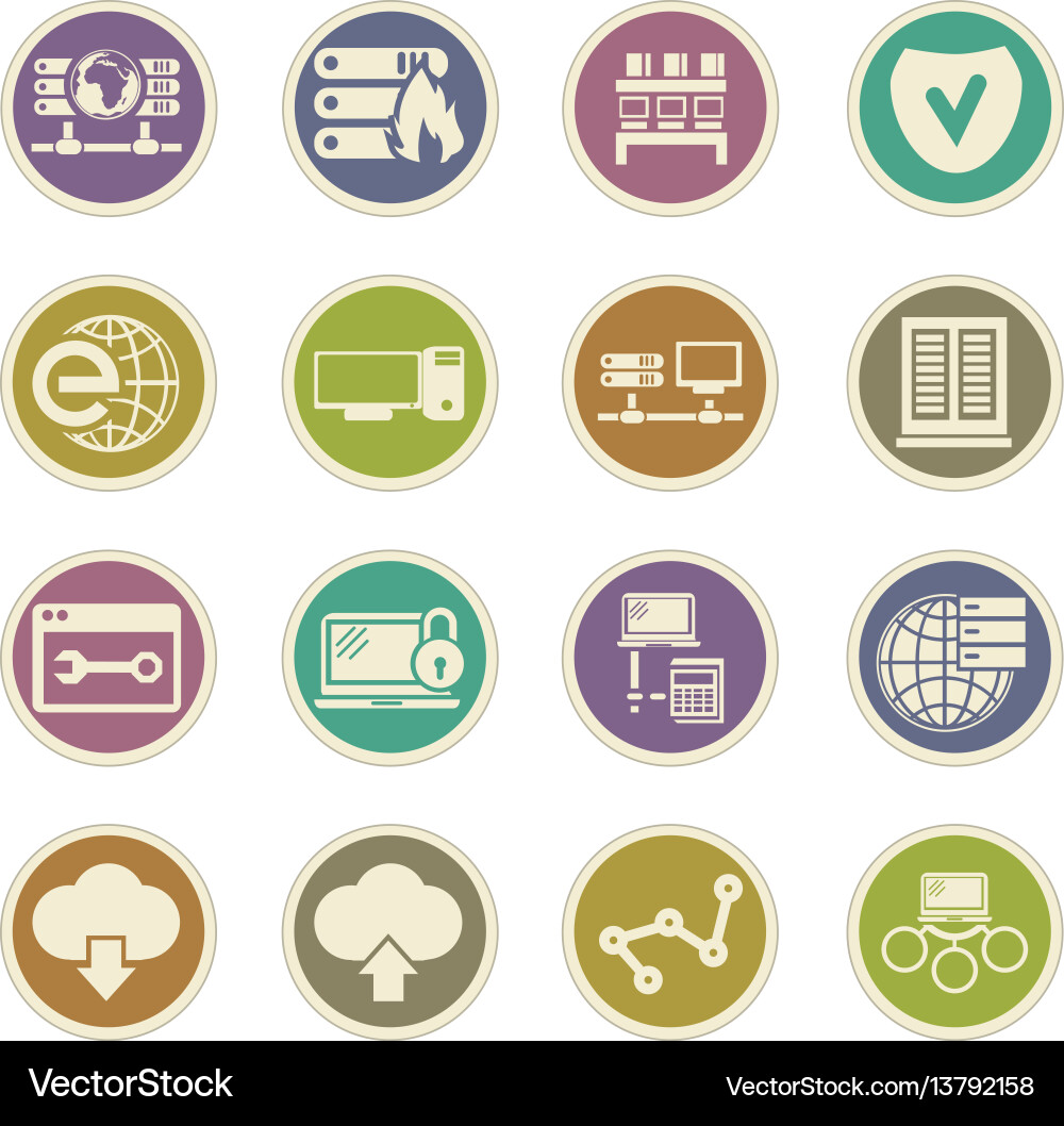 Internet server network icons set vector image