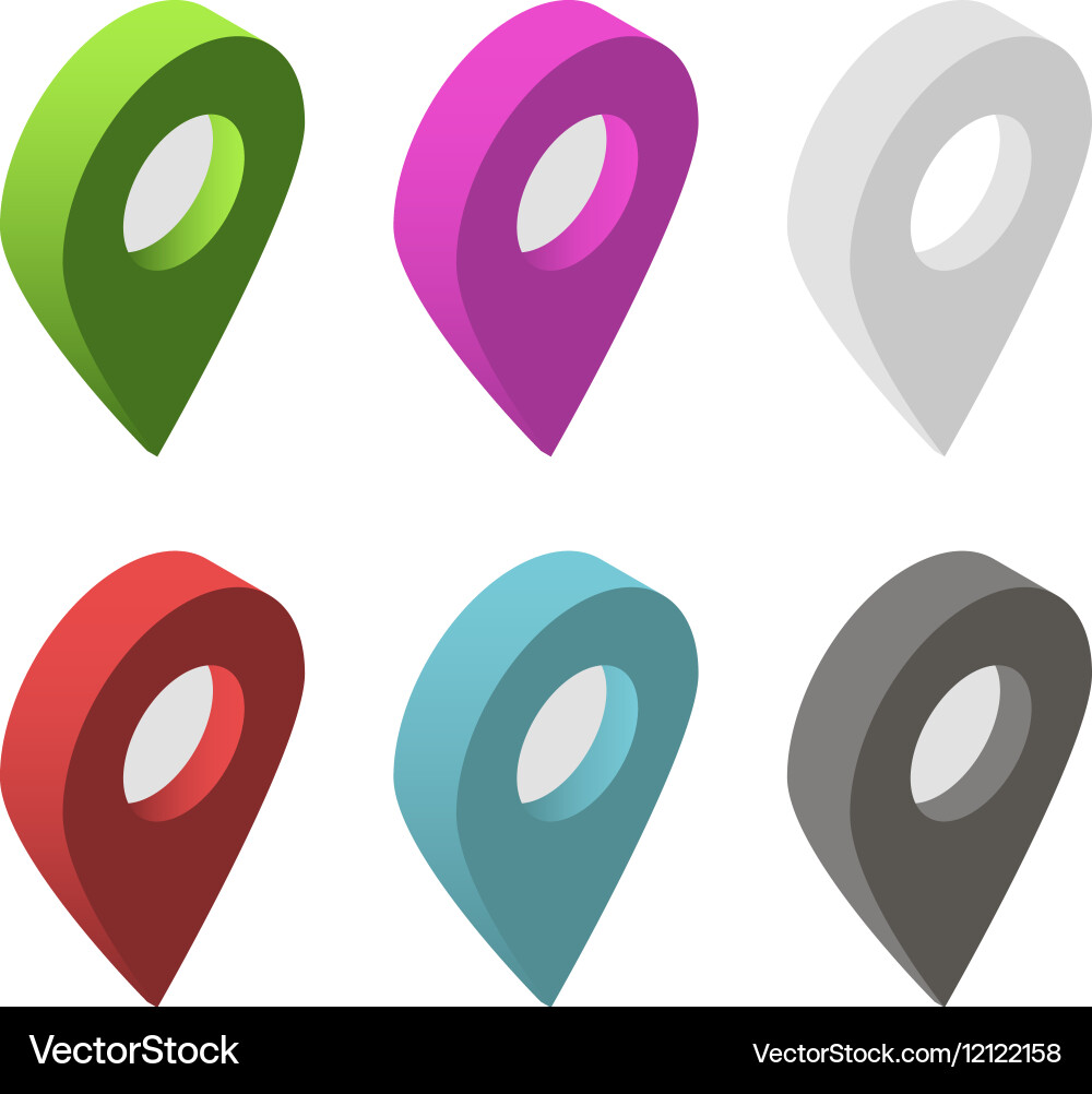 Isometric Map Pointer Set Vector Image