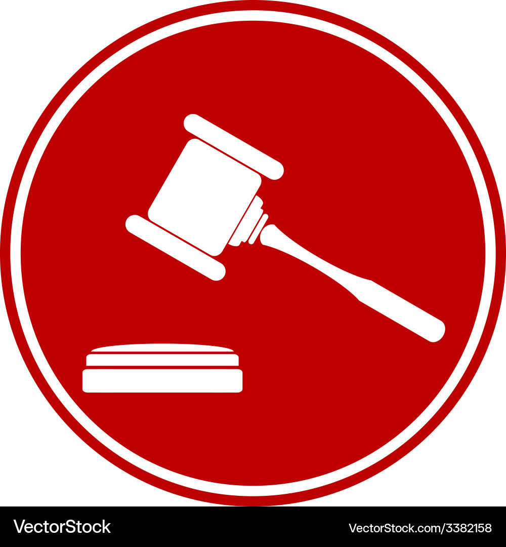 Judge gavel button vector image
