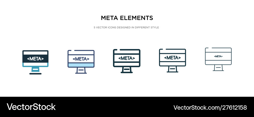 Meta elements icon in different style two Meta elements icon in different style two vector image