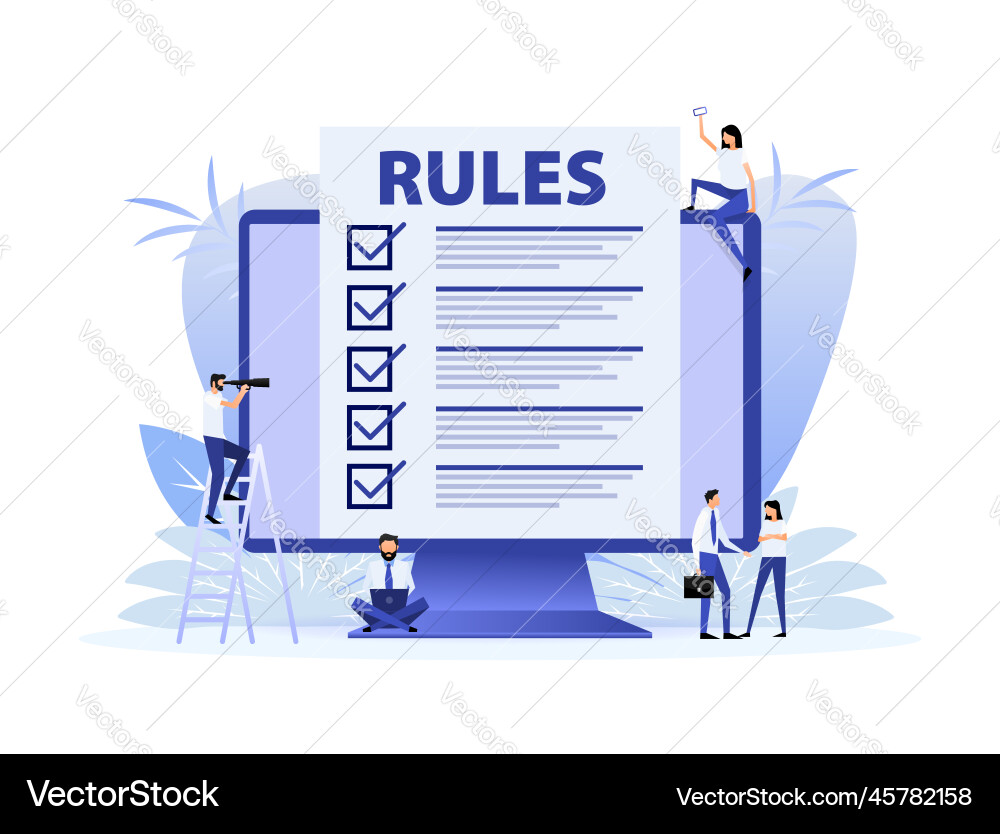 Rules checklist with requirements principles Rules checklist with requirements principles Vector Image