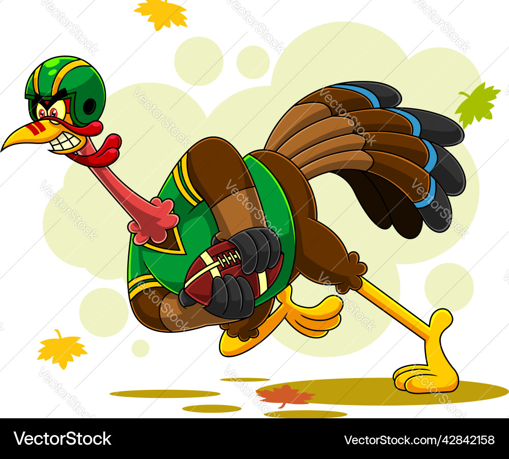 Running Turkey Cartoon - Thanksgiving Vector Image