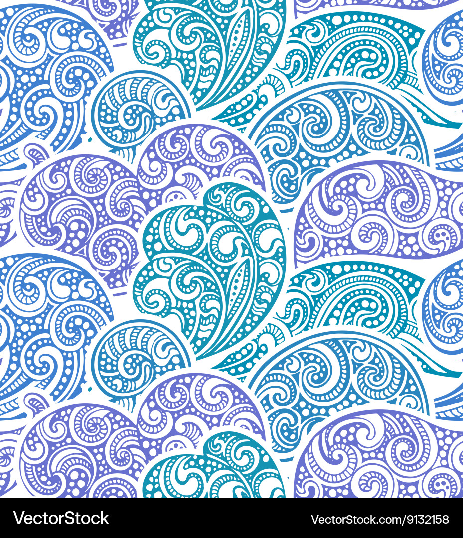 Seamless pattern with hand drawn doodle sea waves Vector Image